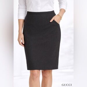 GUCCI Vintage Grey Knee-Length‎ Skirt Size Medium/ 6 Lined, Classic Style